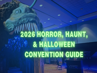 2026 Horror, Haunt, & Halloween Convention Guide a mirror maze featuring an angler fish on the exterior